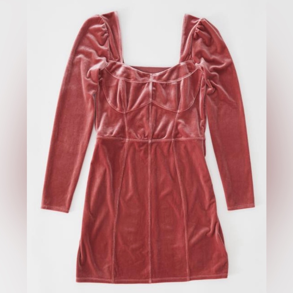 UO Velvet Long Sleeve Mini Dress